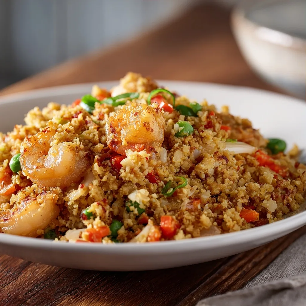 Healthy Shrimp Cauliflower Fried Rice for a Low Fat Dinner